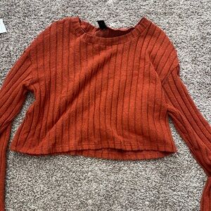 Rust Orange Ribbed Sweater